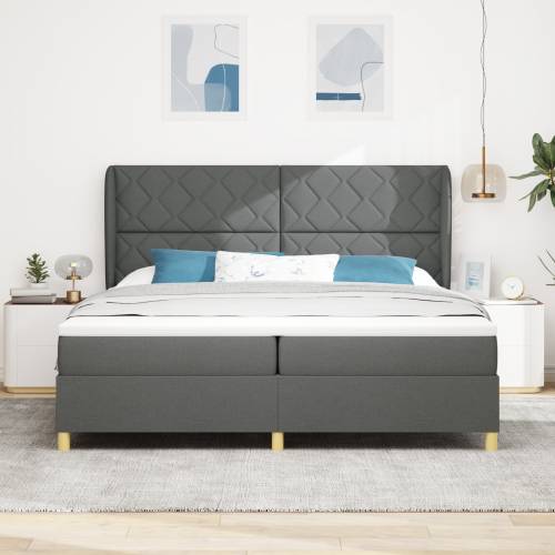 Box Spring Krevet s Madracem Tamno Siva 200x200 cm Tkanina Cijena