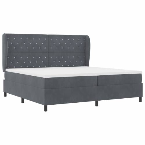 Krevet s kutijom s madracem tamno sive boje 200x200 cm baršun Cijena
