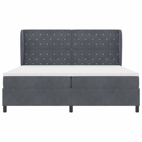 Krevet s kutijom s madracem tamno sive boje 200x200 cm baršun Cijena