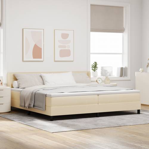 Box Spring krevet s madracem u krem boji, 200 x 200 cm - Tekstil Cijena