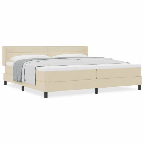 Box Spring krevet s madracem u krem boji, 200 x 200 cm - Tekstil Cijena
