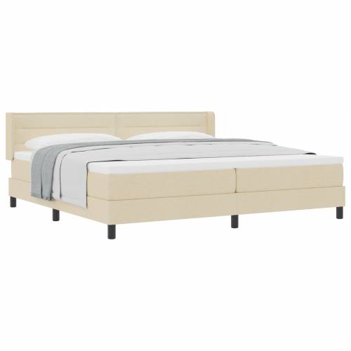 Box Spring krevet s madracem u krem boji, 200 x 200 cm - Tekstil Cijena