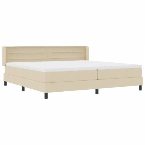 Box Spring krevet s madracem u krem boji, 200 x 200 cm - Tekstil Cijena