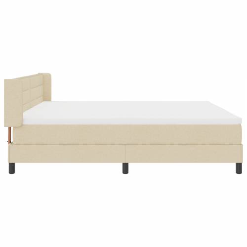 Box Spring krevet s madracem u krem boji, 200 x 200 cm - Tekstil Cijena