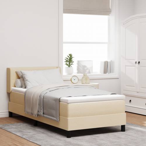 Box Spring krevet s madracem u krem boji, 100x200 cm, Tkanina Cijena