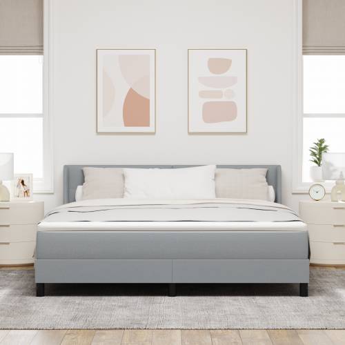 Box Spring krevet s madracem - Svjetlosiva, 180 x 200 cm, Tkanina Cijena