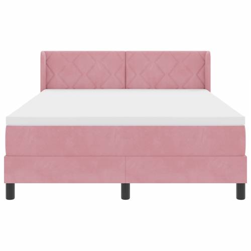 Box Spring Krevet s Madracem Ružičasta 160x200 cm Baršun Cijena