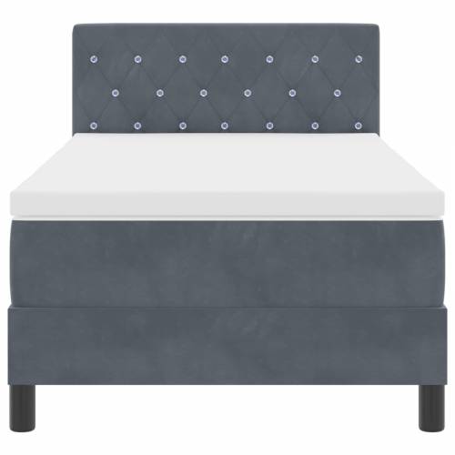 Box Spring Krevet s Madracem i LED-om Tamno Siva 90x190 cm Baršun Cijena