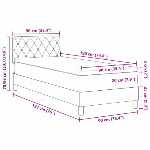 Box Spring Krevet s Madracem i LED-om Tamno Siva 90x190 cm Baršun Cijena