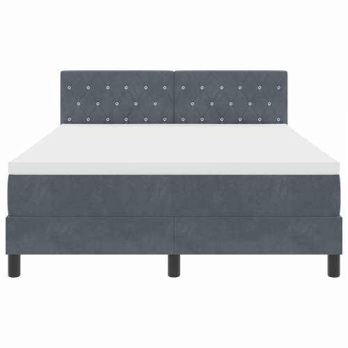 Box Spring Krevet s Madracem i LED Osvjetljenjem Tamno Siva 140x190 cm Baršun Cijena