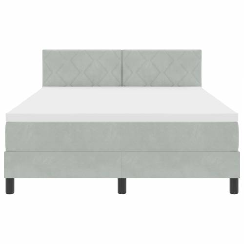 Box Spring Krevet s Madracem & LED Svjetlom Svjetlosiva 140x200 cm Baršun Cijena
