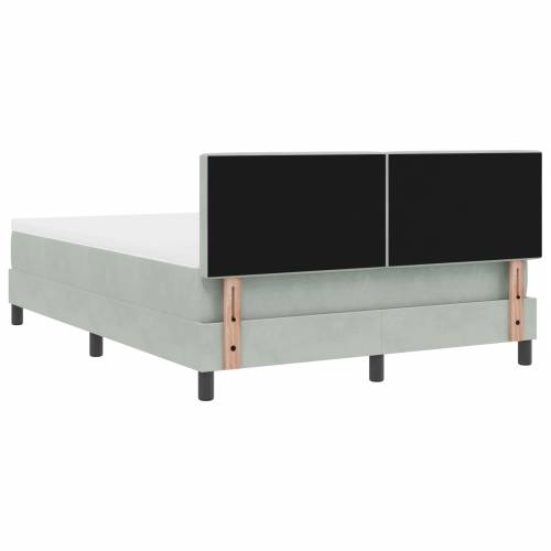 Box Spring Krevet s Madracem & LED Svjetlom Svjetlosiva 140x200 cm Baršun Cijena