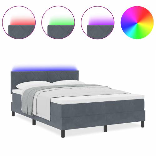 Box Spring Krevet s Madracem & LED Tamno Siva 160x200 cm Baršun Cijena