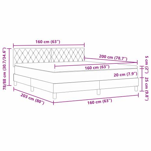 Box Spring Krevet s Madracem & LED Tamno Siva 160x200 cm Baršun Cijena