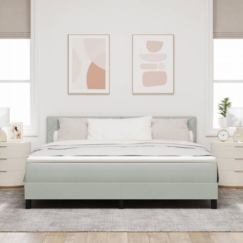 Box Spring Krevet s Madracem i LED Osvjetljenjem Sivo 180x200 cm Baršun Cijena