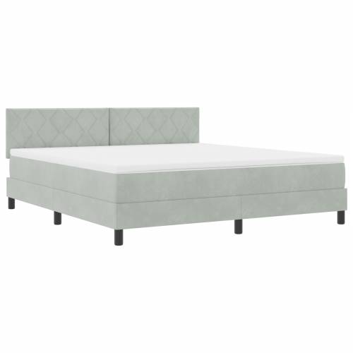 Box Spring Krevet s Madracem i LED Osvjetljenjem Sivo 180x200 cm Baršun Cijena