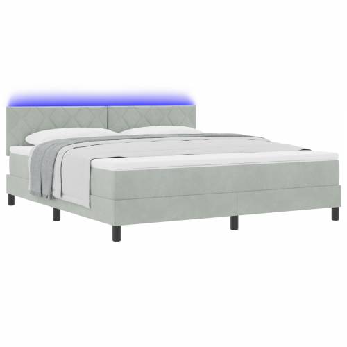 Box Spring Krevet s Madracem i LED Osvjetljenjem Sivo 180x200 cm Baršun Cijena