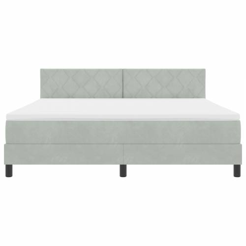 Box Spring Krevet s Madracem i LED Osvjetljenjem Sivo 180x200 cm Baršun Cijena