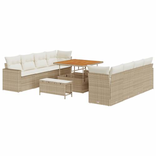 11-dijelni vrtni sofa set s jastučićima Bež Poli Ratan Acacia Cijena