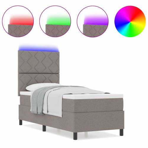 Krevet s oprugama i madracem s LED svjetlom u taupe boji, 80 x 200 cm, okvir od tkanine Cijena
