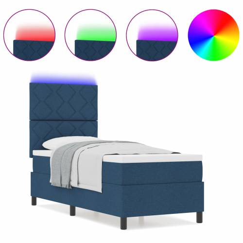 Krevet s oprugama i madracem & LED plavi 80x200 cm, Tkanina Cijena