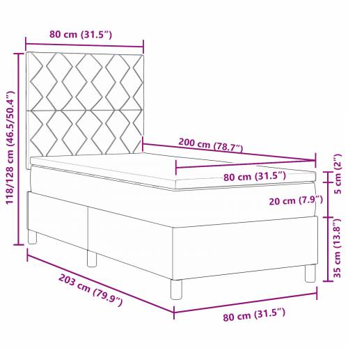 Krevet s oprugama i madracem & LED plavi 80x200 cm, Tkanina Cijena