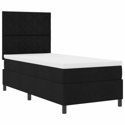 Krevet s oprugama i madracem & LED u crnoj boji, 90 x 190 cm, tkanina Cijena