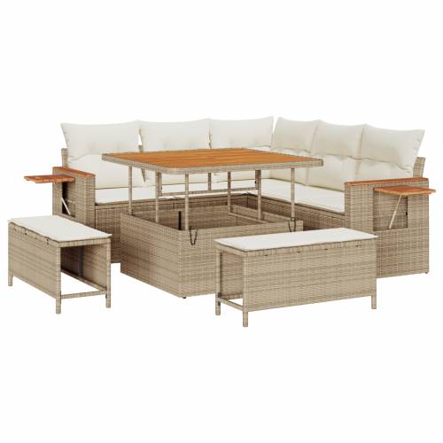 set od 8 komada vrtnih sofa s jastučićima Bež Poli ratan Akacija Cijena
