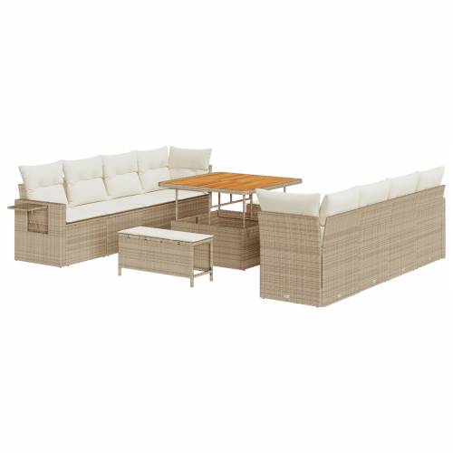 set vrtnih sofa od 11 komada s jastučićima Bež Poli ratan Akacija Cijena