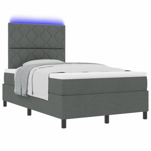 Krevet s oprugama i madracem s LED, tamno siva, 120 x 190 cm, tkanina Cijena