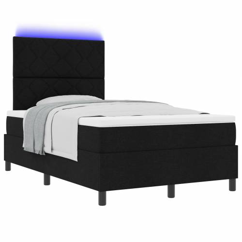 Krevet s oprugama i madracem s LED svjetlom - Crna - 120x190 cm - Tkanina Cijena