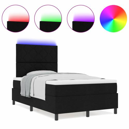 Krevet s oprugama i madracem s LED svjetlom - Crna - 120x190 cm - Tkanina Cijena