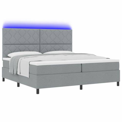 Krevet s oprugama i madracem i LED svjetlom, svjetlosiva, 200 x 200 cm, tkanina Cijena