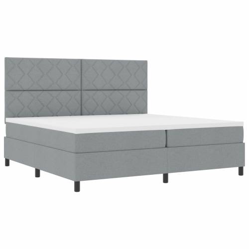 Krevet s oprugama i madracem i LED svjetlom, svjetlosiva, 200 x 200 cm, tkanina Cijena