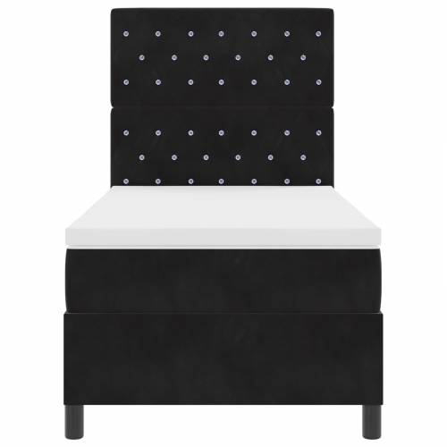 Box spring krevet s madracem i LED svjetlom Crna 100x200 cm Baršun Cijena
