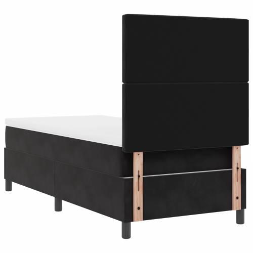 Box spring krevet s madracem i LED svjetlom Crna 100x200 cm Baršun Cijena