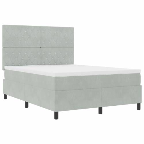 Box Spring Krevet s Madracem i LED Osvjetljenjem Svjetlosiva 140x190 cm Baršun Cijena