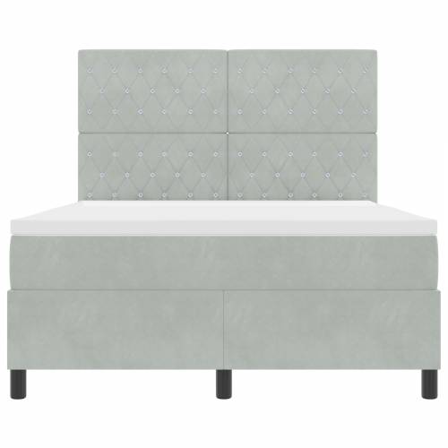 Box Spring Krevet s Madracem i LED Osvjetljenjem Svjetlosiva 140x190 cm Baršun Cijena