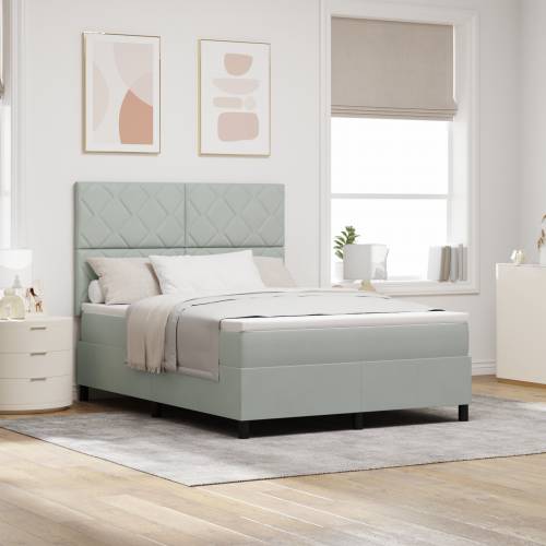 Box Spring Krevet s Madracem i LED Svjetlom Svjetlosiva 140x190 cm Baršun Cijena