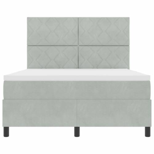 Box Spring Krevet s Madracem i LED Svjetlom Svjetlosiva 140x190 cm Baršun Cijena