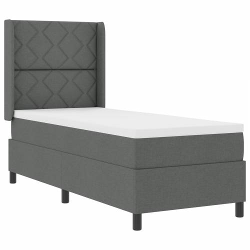 Box Spring Krevet s Madracem & LED Tamnosivi 90x190 cm Tkanina Cijena