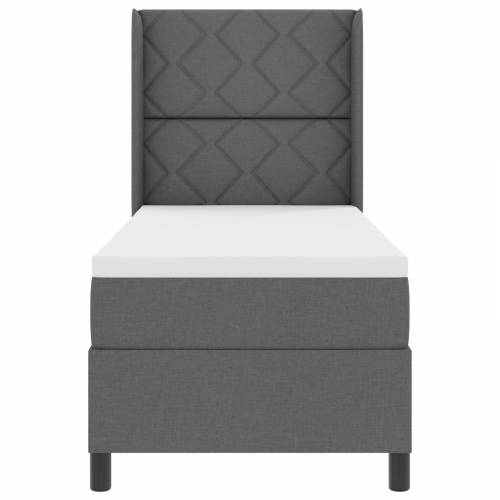 Box Spring Krevet s Madracem & LED Tamnosivi 90x190 cm Tkanina Cijena