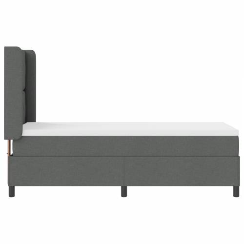 Box Spring Krevet s Madracem & LED Tamnosivi 90x190 cm Tkanina Cijena