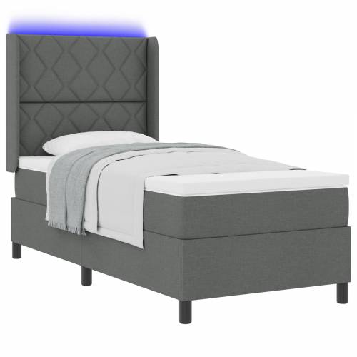 Krevet sa opružnom bazom i madracem & LED Tamno siva 90x200 cm Tkanina Cijena
