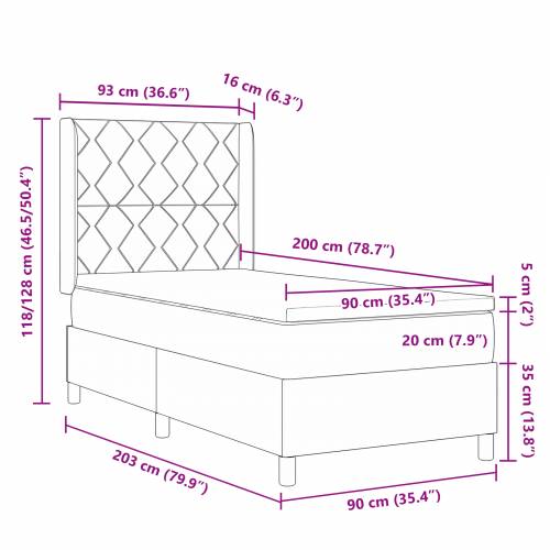 Krevet sa opružnom bazom i madracem & LED Tamno siva 90x200 cm Tkanina Cijena