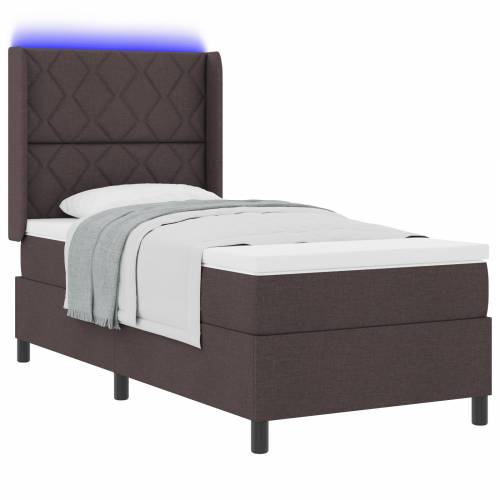 Udobni krevet s madracem i LED-om tamno smeđi 100x200 cm tkanina Cijena
