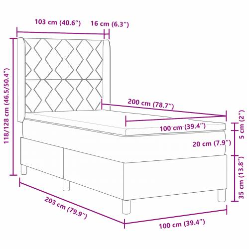 Udobni krevet s madracem i LED-om tamno smeđi 100x200 cm tkanina Cijena