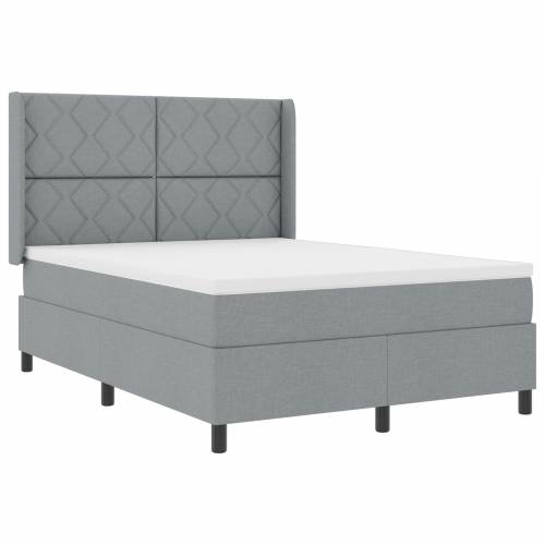 Box Spring Krevet s Madracem i LED Svjetlom Svjetlosiva 160x200 cm Tkanina Cijena
