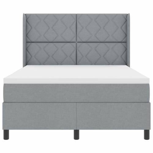 Box Spring Krevet s Madracem i LED Svjetlom Svjetlosiva 160x200 cm Tkanina Cijena