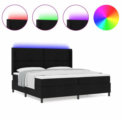 okvir kreveta s madracem i LED-om crna 200x200 cm tkanina Cijena